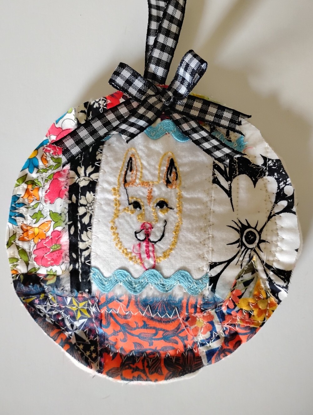 Liberty Art Fabric Tana Lawn Bag Charm Crazy Quilt Patchwork German Shepherd Dog